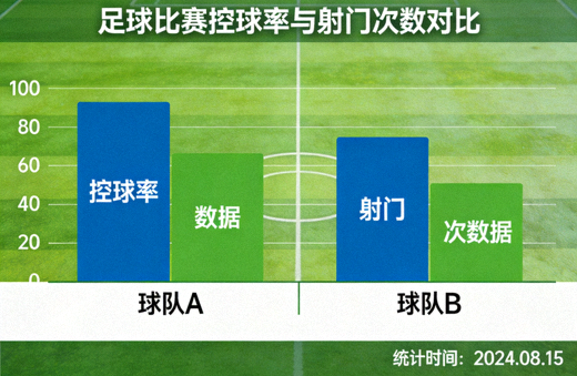 足球比赛数据分析图表展示控球率与射门次数对比